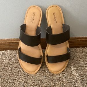 Black leather sandals